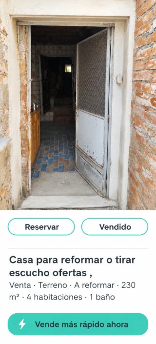 Casa para reformar o tirar escucho ofertas , fotos