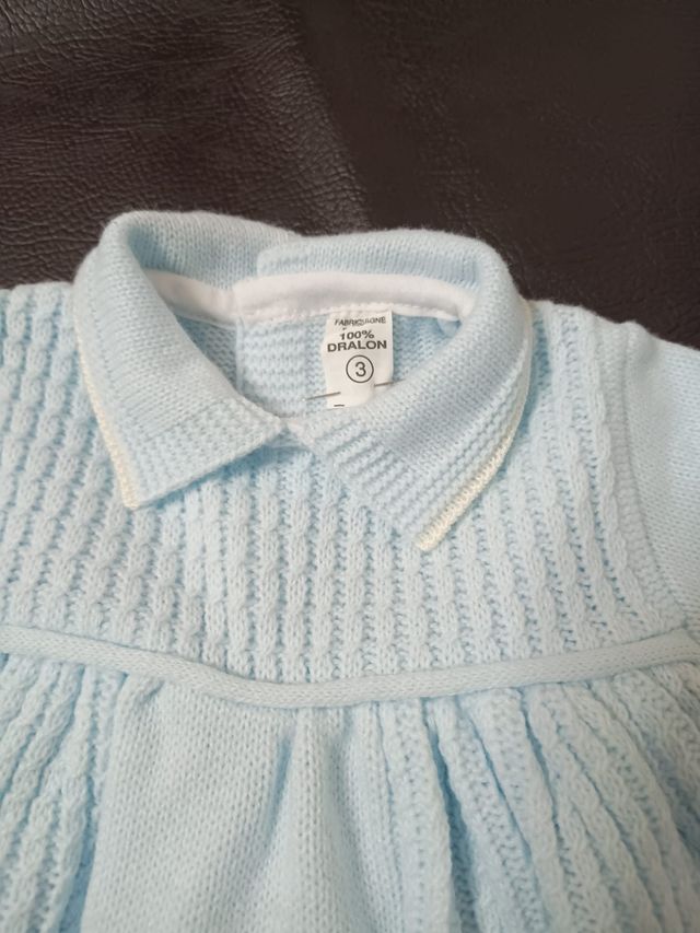 Vestido bebé niña bordado azul