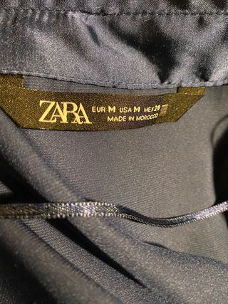 Blusa Zara Raso Azul Talla M