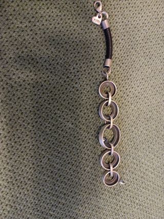 Pulseira Kito Aço e Couro com Brilhante