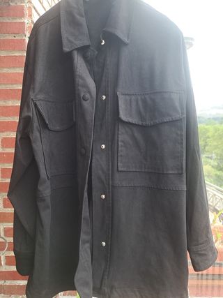 Camisa Zara Efecto Ante Negra Talla XL