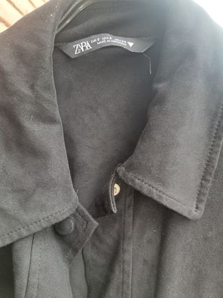 Camisa Zara Efecto Ante Negra Talla XL