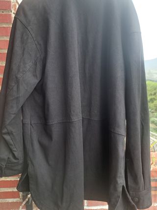 Camisa Zara Efecto Ante Negra Talla XL