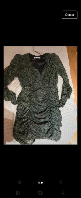 Vestido Zara Fruncido Verde