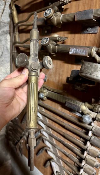 Equipo Soldador, boquillas, soplete...años30 cobre