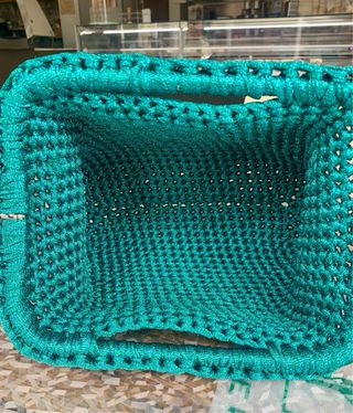 clutch bag color Tiffany fatta al uncinetto