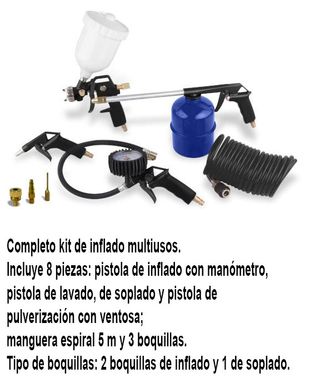 COMPRESOR 50L + KIT 8 PIEZAS NEUMATICA