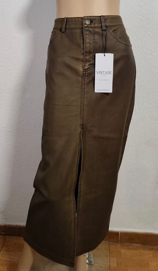 Falda Larga Stradivarius Marrón Talla 38