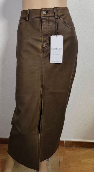Falda Larga Stradivarius Marrón Talla 38