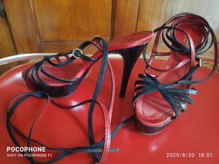 Sandali schiava Dolce & Gabbana pelle neri rossi