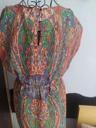 Vestido gasa estampado multicolor talla M