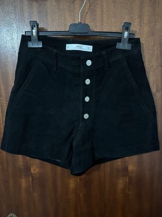 Shorts de Piel Mango Negros