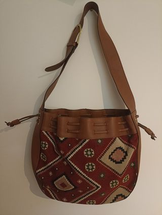 Bolsa Parfois castanha e multicolorida