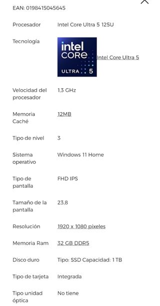 Ordenador All-in-one HP 24 Blanco