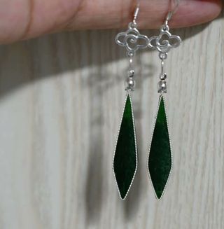 Pendientes largos plata y verde