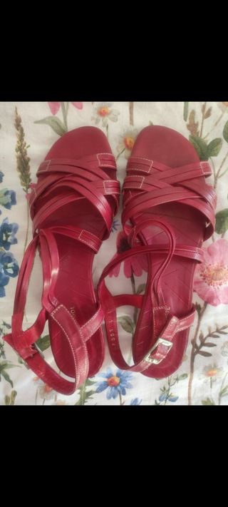 Sandalias de piel mujer burdeos