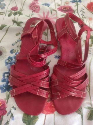 Sandalias de piel mujer burdeos