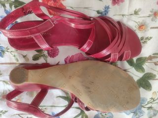 Sandalias de piel mujer burdeos