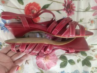 Sandalias de piel mujer burdeos