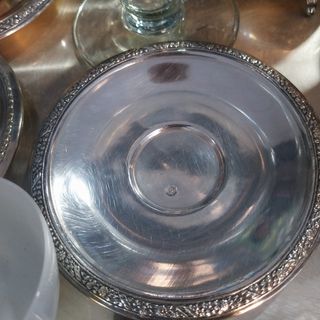 Antiguo juego café alpaca y porcelana