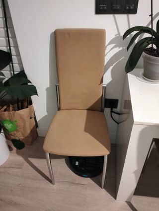 Pack 4 Sillas Comedor Beige Metal