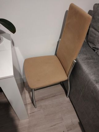 Pack 4 Sillas Comedor Beige Metal