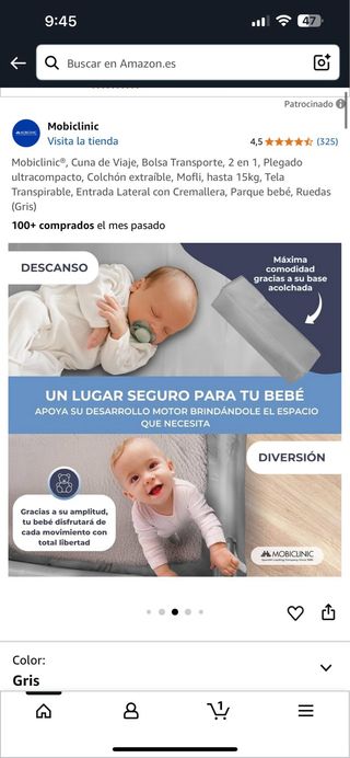 Mobiclinic Cuna de Viaje 2 en 1 Gris