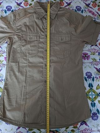 Camisa Safari Beige Manga Corta