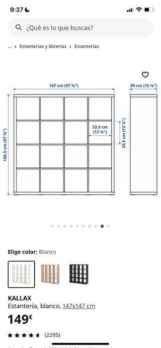 Estantería modular Kallax Ikea con patas metal