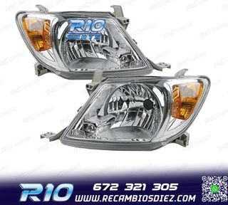 FAROS PARA TOYOTA HILUX VIGO PICK-UP 05-11 FONDO CROMO