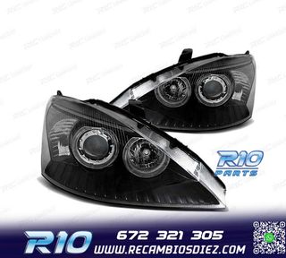 FAROS OJOS ANGEL PARA FORD FOCUS 01-04 FONDO NEGRO