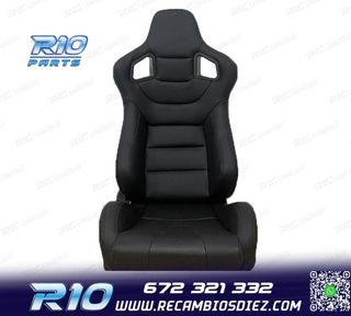 ASIENTO DEPORTIVO SEMI BAQUET ESTILO RS CUERO NEGRO