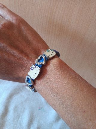 Pulsera Hello Kitty Plata Corazones