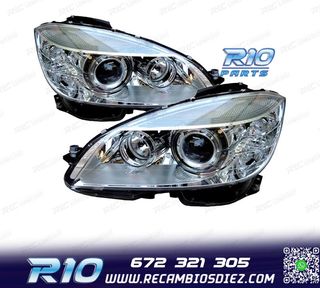 FAROS XENON MERCEDES CLASE C W204 07-11 FONDO CROMO