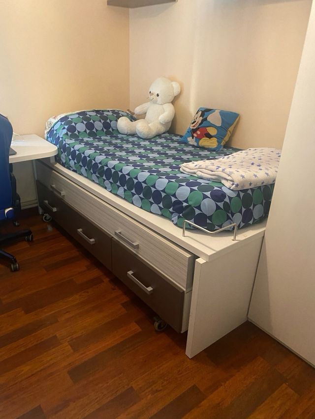 Armario + cama, mesita y estanterías 