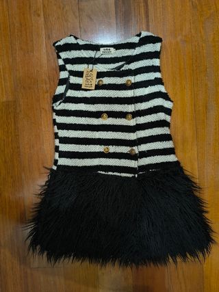 Chaleco Molly Bracken Rayas y Pelo.