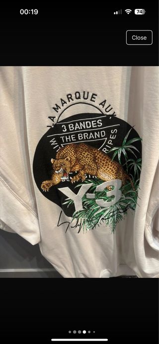 Sudadera Y-3 Beige con Estampado de Leopardo