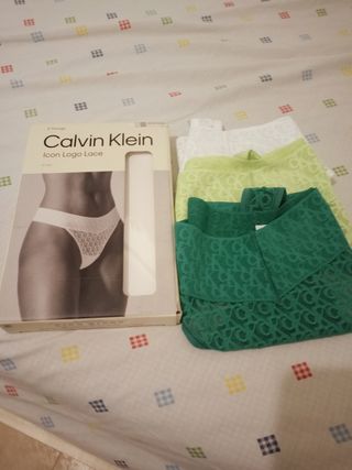 3 Tangas encaje Calvin Klein Beige XL precio 44.90