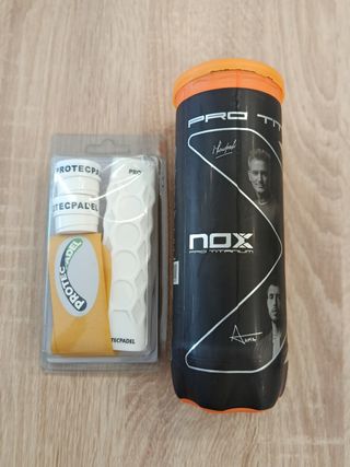 Pack Antivibrador + Bote Pelotas Pádel Nox