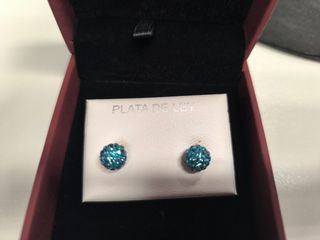 Pendientes de Plata con Cristales Azules