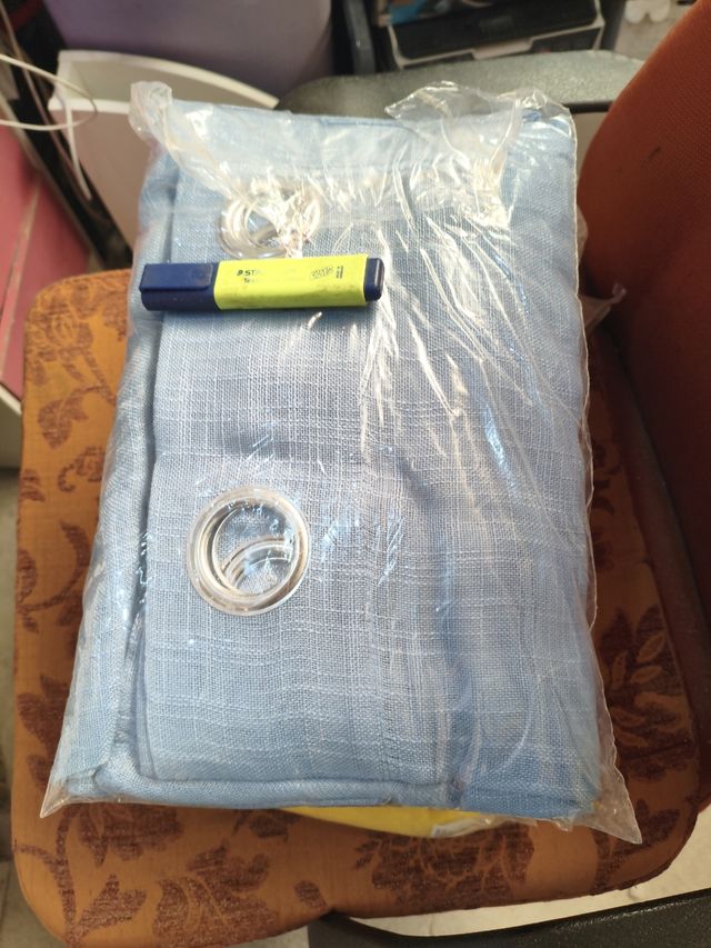 Juego 2 Cortinas Tela Azul