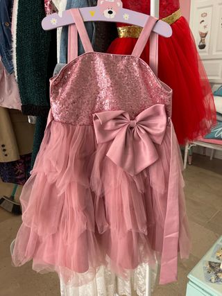 Vestido fiesta niña lentejuelas rosa
