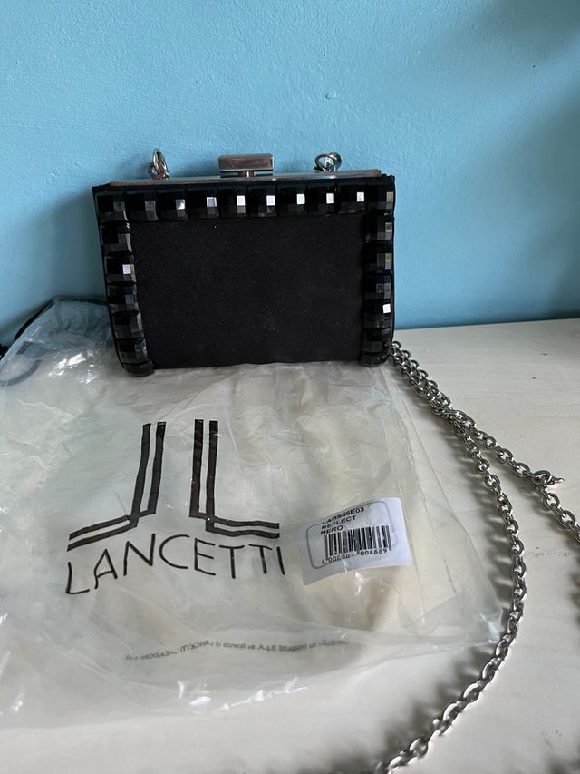 Pochette Clutch Lancetti nera elegante con catena