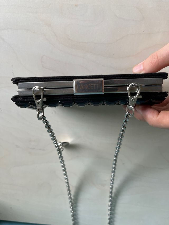 Pochette Clutch Lancetti nera elegante con catena
