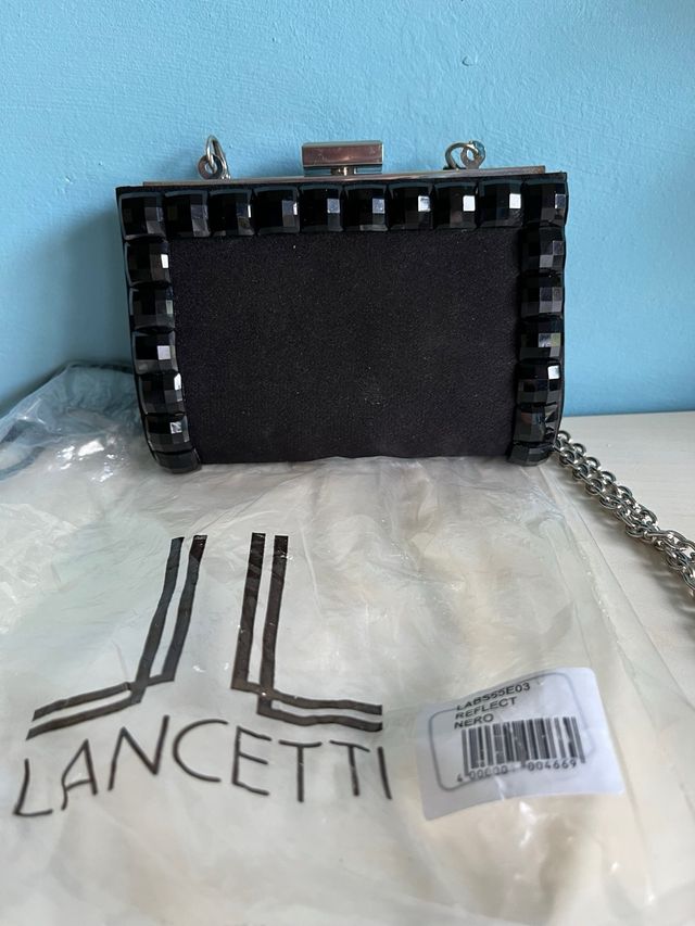 Pochette Clutch Lancetti nera elegante con catena