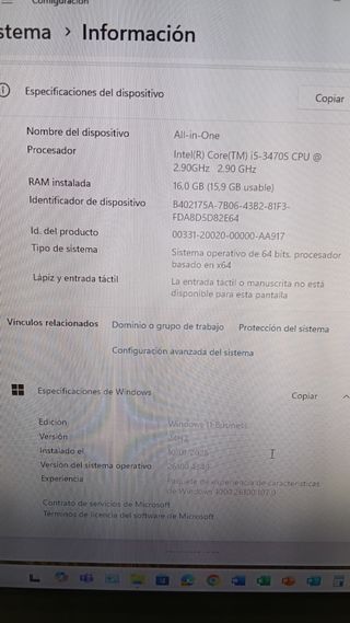 Ordenador HP Todo en Uno Negro