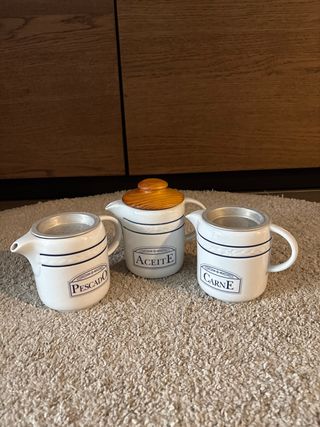 Set di 3 contenitori per olio in ceramica