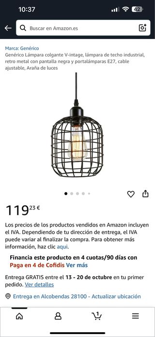 Lámpara Colgante Industrial Vintage Negra