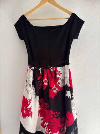 Vestito Rinascimento floreale nero multicolor