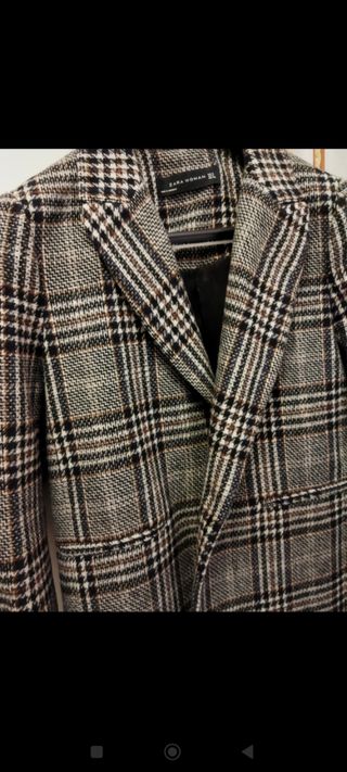 Abrigo fino Zara cuadros gris